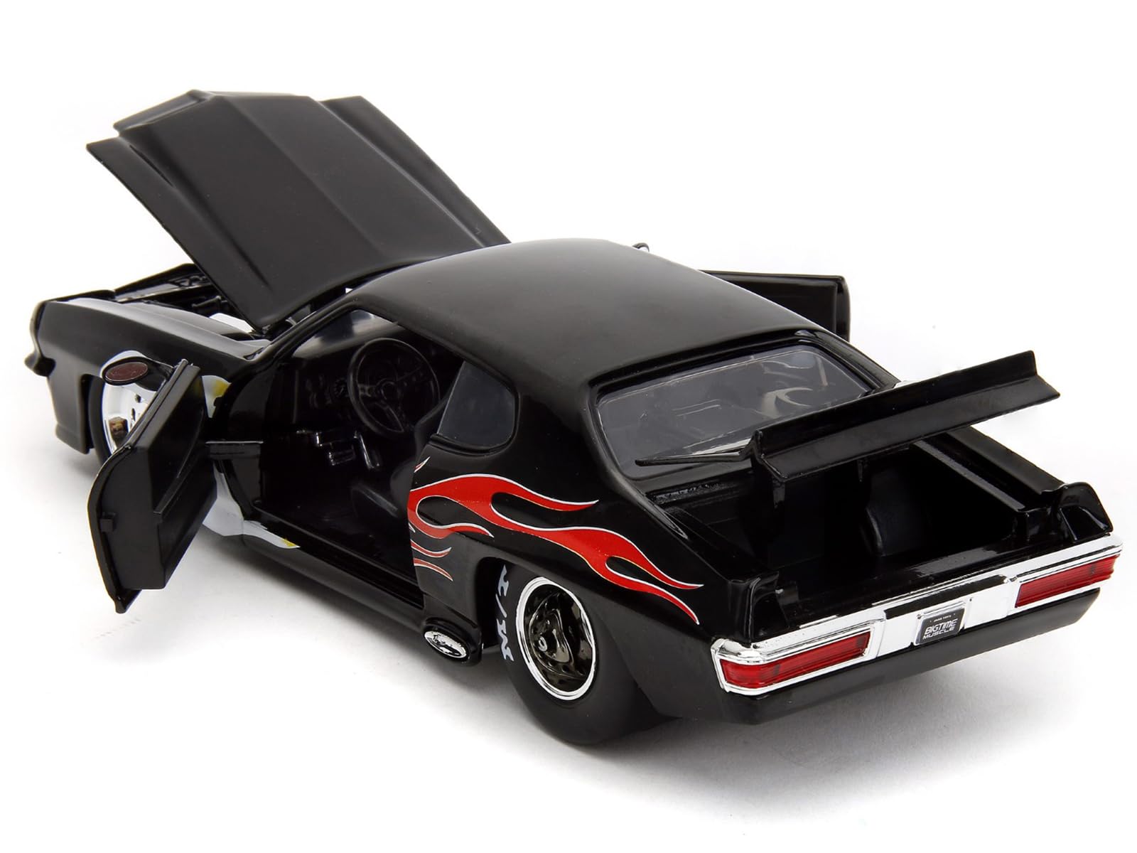 1971 Pontiac GTO Black with Flame Graphics Bigtime Muscle Series 1/24 Diecast Model Car by Jada 35022