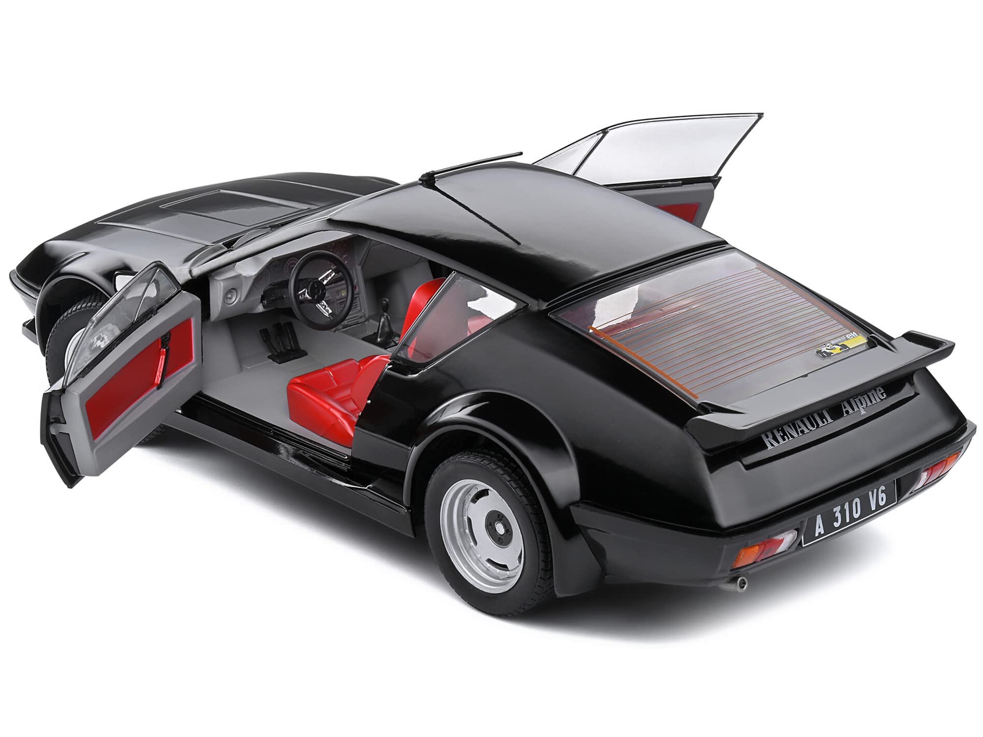 1983 Alpine A310 Pack GT Noir Irise Black with Red Interior 1/18 Diecast Model Car by Solido S1801205