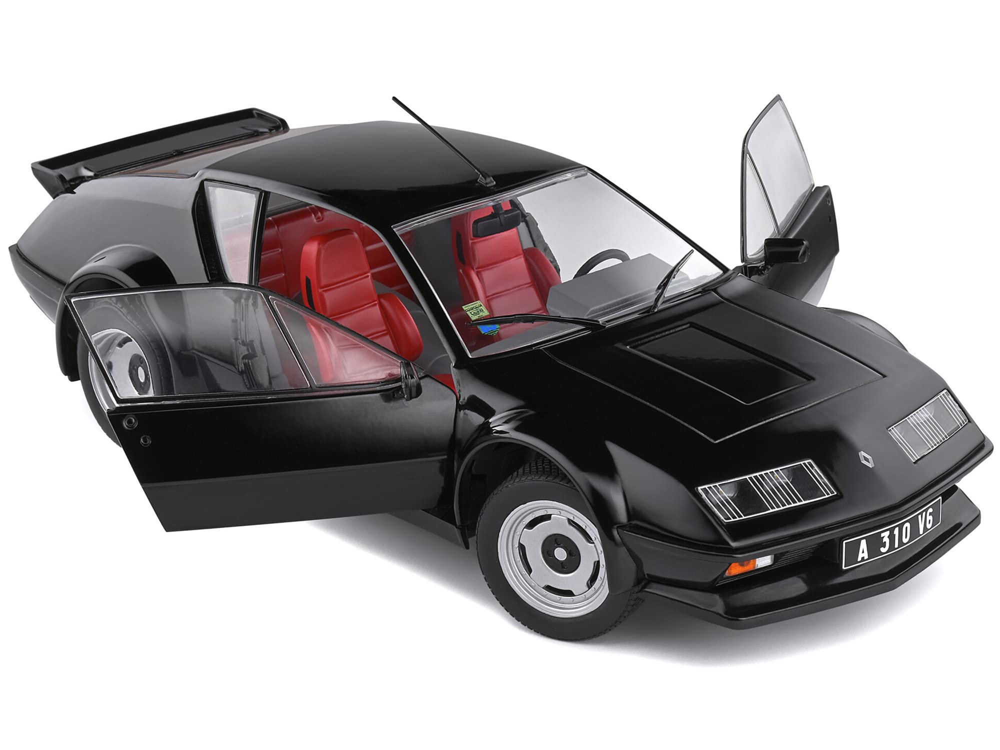 1983 Alpine A310 Pack GT Noir Irise Black with Red Interior 1/18 Diecast Model Car by Solido S1801205