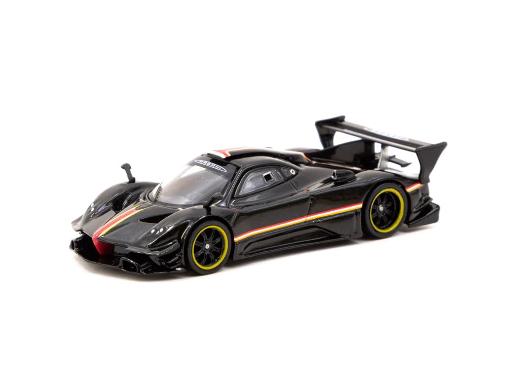 Tarmac Works Pagani Zonda Revolucion Nero Oro Black Metallic with Stripes Global64 Series 1/64 Diecast Model Car T64G-TL016-BK