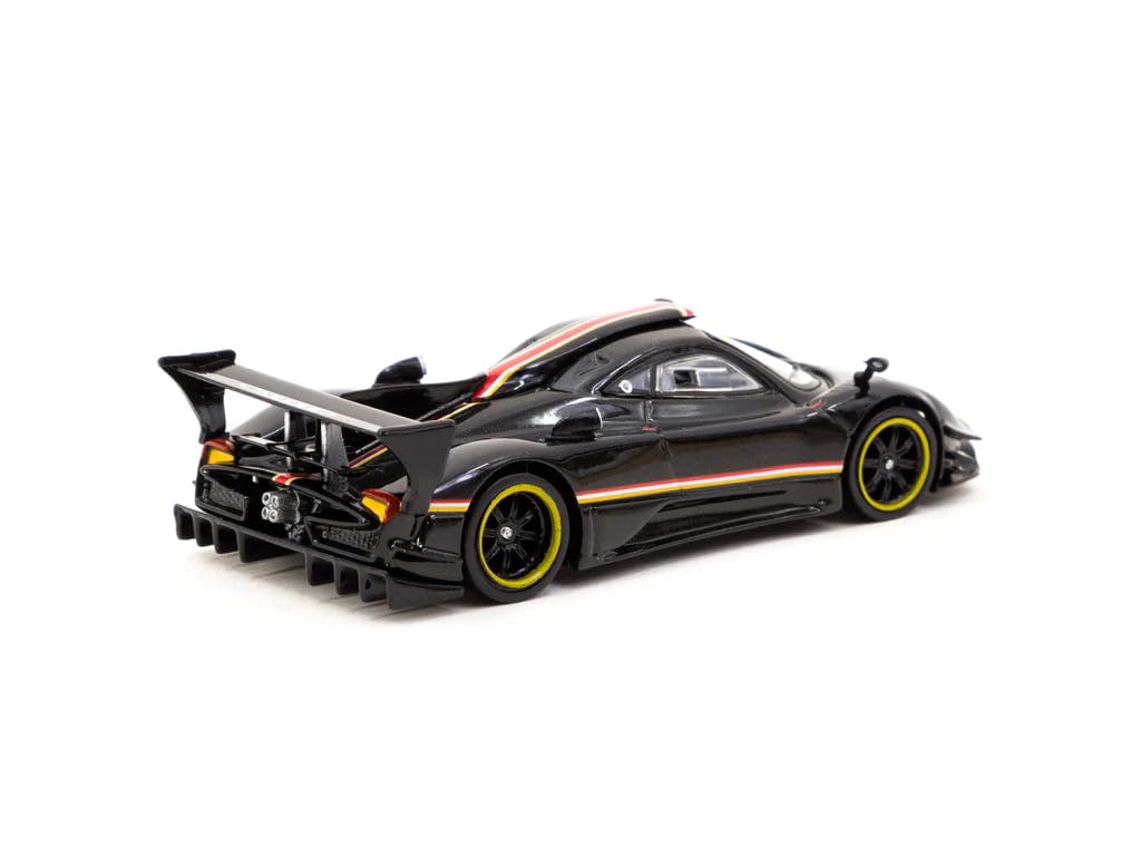 Tarmac Works Pagani Zonda Revolucion Nero Oro Black Metallic with Stripes Global64 Series 1/64 Diecast Model Car T64G-TL016-BK