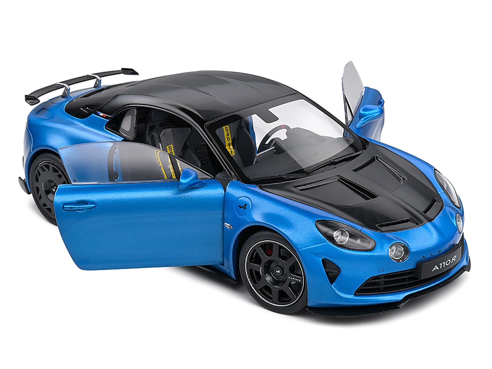 2023 Alpine A100 Radicale Blue Metallic with Carbon Hood and Top 1/18 Diecast Model Car by Solido S1801619