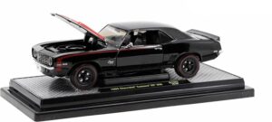 m2 machines 1969 chevy camaro ss 396 black with bright red stripes limited edition to 6550 pieces worldwide 1/24 diecast model car 40300-103a