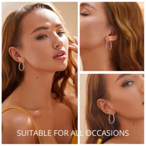 Rose Gold Plated Chucky Hoop Earrings for Women 925 Sterling Silver Post Oval Twist Earrings Hypoallergenic Lightweight Hoop Earrings Jewelry Gifts