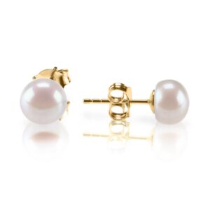 pavoi womens yellow gold sterling silver freshwater cultured stud pearl earrings