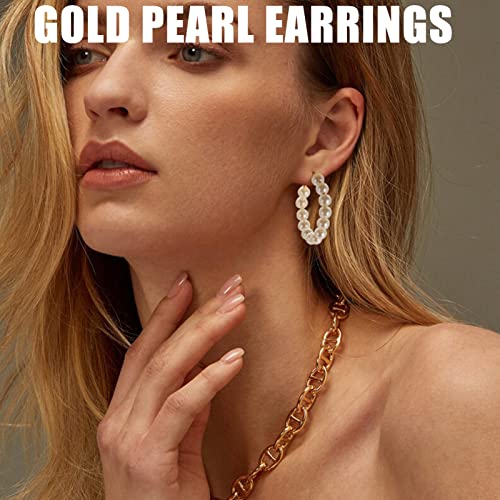 36 Pairs Gold Earrings Set for Women, Fashion Pearl Chain Link Stud Drop Dangle Earrings Multipack Hoop Earring Packs, Hypoallergenic Earrings for Birthday Party Jewelry