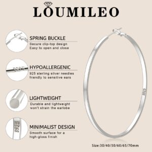 LOUMILEO Large Silver Hoop Earrings for Women Hypoallergenic Sterling Silver Hoop Earrings Lightweight Big Silver Hoop Earrings Silver Hoop Eearrings for Women