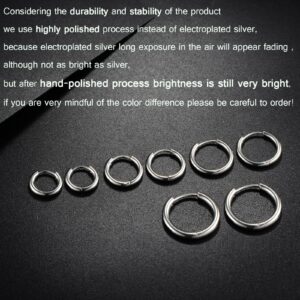 316L Surgical Stainless Steel Silver Hoop Earrings 6mm 8mm 10mm 12mm Huggie Hypoallergenic Cartilage Hoop Earrings Helix Lobes Hinged Sleeper Earrings For Women Men