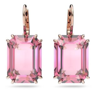 swarovski millenia earrings, octagon cut crystal, pink, rose-gold tone plated