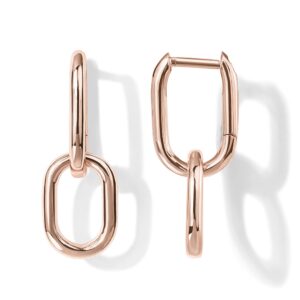 PAVOI 14K Rose Gold Convertible Link Earrings for Women | Paperclip Link Chain Earrings | Drop Dangle Earrings