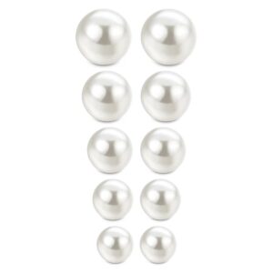 JewelrieShop Faux Pearl Earrings Hypoallergenic Stainless Steel Imitation Stud Pearl Earrings for Women - 5 Pairs (White)