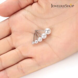 JewelrieShop Faux Pearl Earrings Hypoallergenic Stainless Steel Imitation Stud Pearl Earrings for Women - 5 Pairs (White)