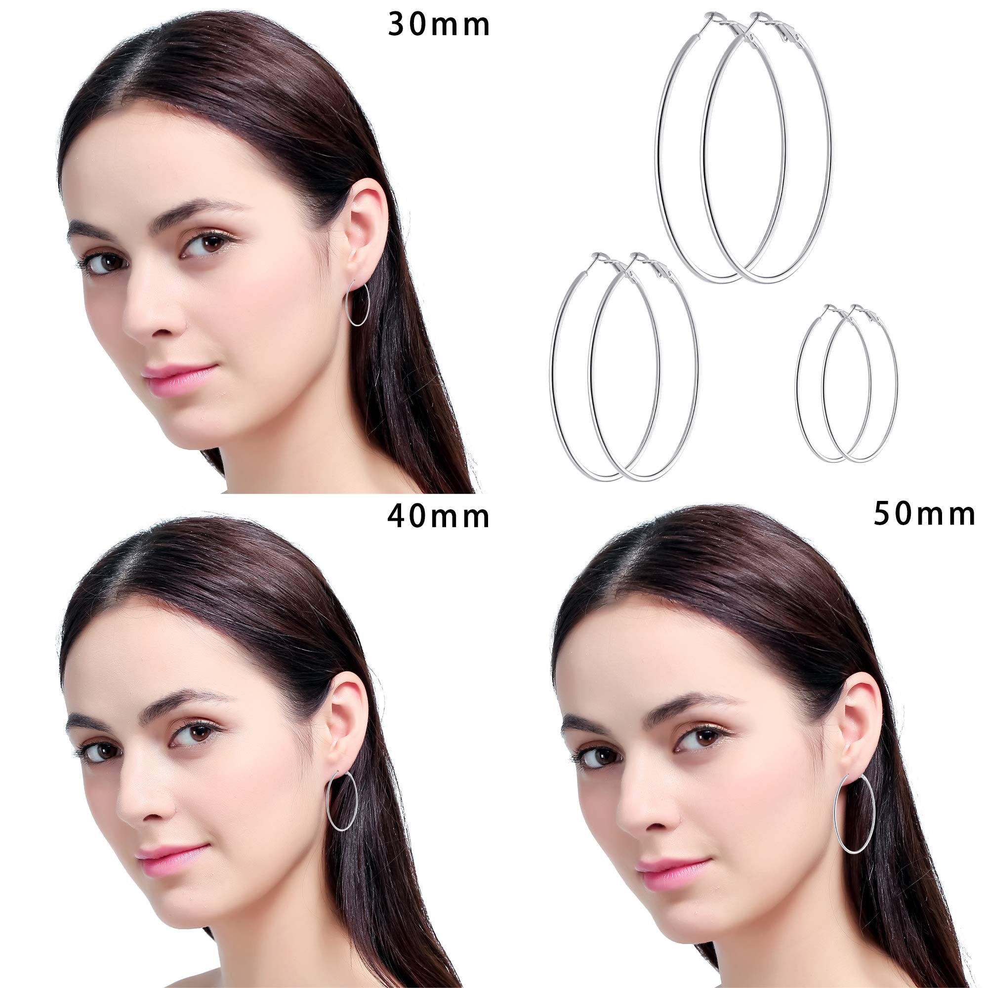 6 Pairs Stainless Steel gold silver Plated Hoop Earrings for Women, Hypoallergenic Hoops Women's Earrings Loop Earrings Set