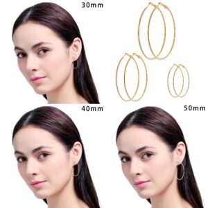 6 Pairs Stainless Steel gold silver Plated Hoop Earrings for Women, Hypoallergenic Hoops Women's Earrings Loop Earrings Set