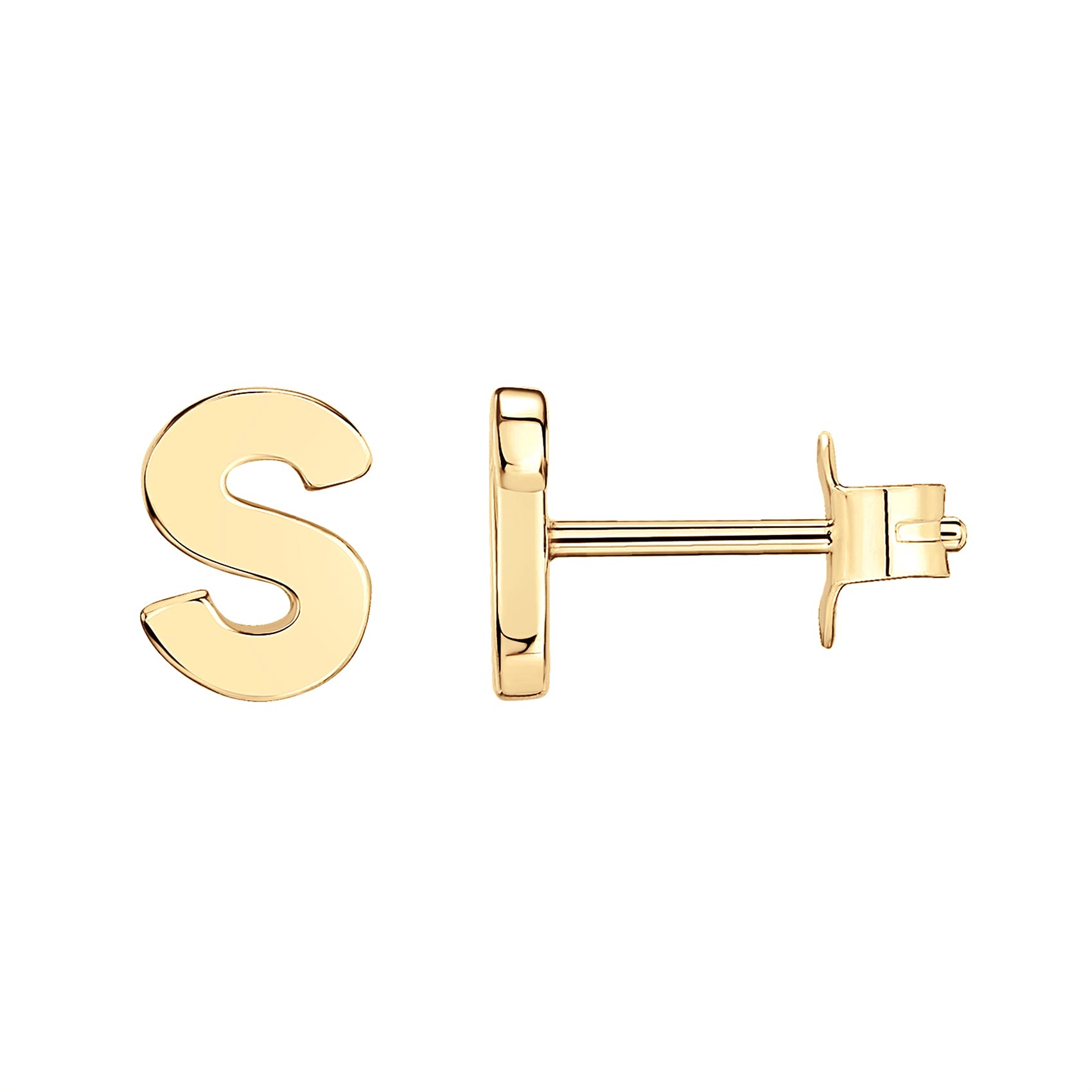 PAVOI 14K Yellow Gold Plated Sterling Silver Alphabet Letter Earrings | Initial Earrings | Letter S