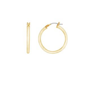 amazon essentials 14k gold plated full round hoop earrings 30mm, yellow gold