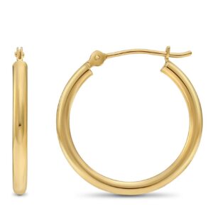 14k Yellow Gold Polished Round Hoop Earrings, 20mm (0.78 inch Diameter)…