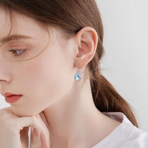 YFN Moonstone Earrings with Forget-Me-Not Sterling Silver Flower Teardrop Drop Dangle Leverback Earrings Gift for Women