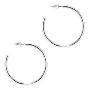 pavoi 14k white gold hoop earrings for women | 2mm thick 45mm infinity gold hoops women earrings | gold plated loop earrings for women | lightweight hoop earrings set