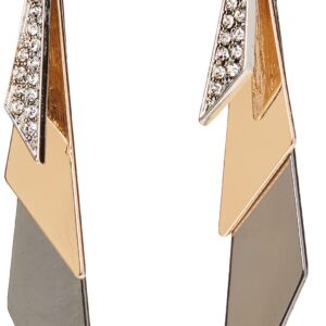 GUESS "Basic" Mixed Metal Linear Triangles Drop Earrings