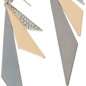 GUESS "Basic" Mixed Metal Linear Triangles Drop Earrings