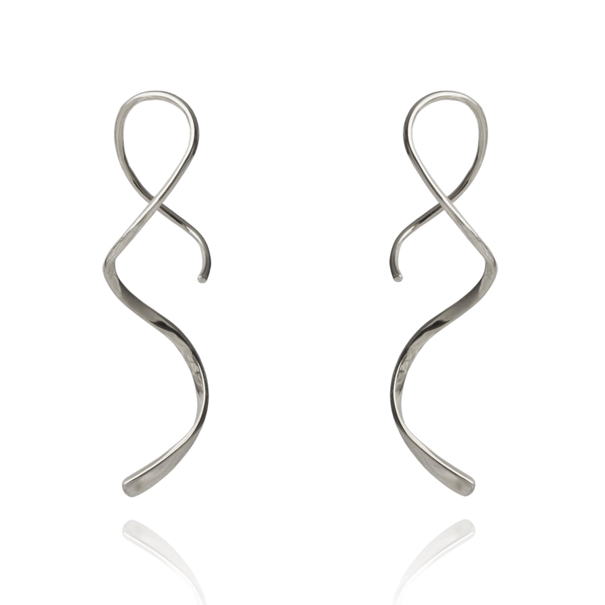 Spiral Threader Earrings Handmade 925 Sterling Silver Elegant Curve Drop Dangle Earrings for Women