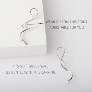 Spiral Threader Earrings Handmade 925 Sterling Silver Elegant Curve Drop Dangle Earrings for Women