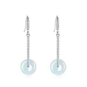 jade earrings jade clasp fashion and elegant jewelry earrings sterling silver ear hook for women.