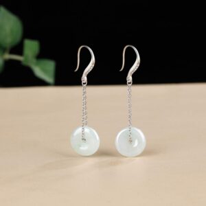 Jade Earrings Jade Clasp Fashion And Elegant Jewelry Earrings Sterling Silver Ear Hook For Women.