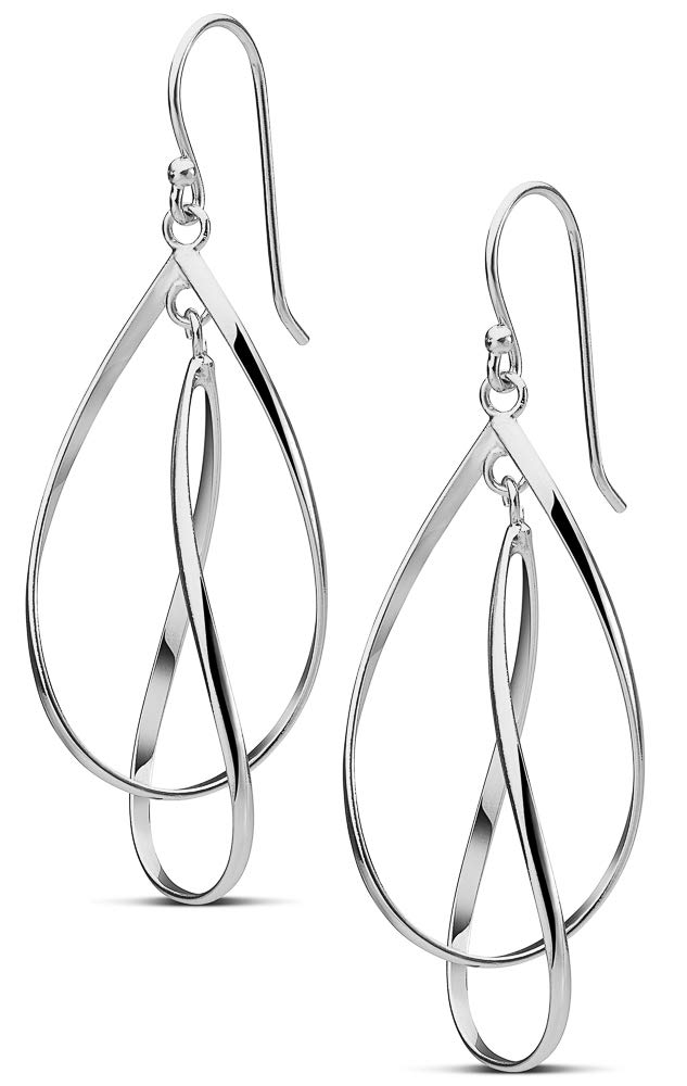 MILLA Teardrop Earrings - Designer Silver Statement Earrings or Gold Dangle Earrings for Women Trendy Upscale Dangly Earrings (Double Teardrop/Sterling Silver Plated)