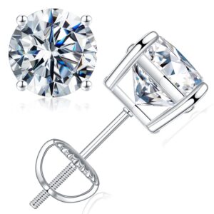 SMILEST 0.6ct Moissanite Stud Earrings for Women Men, Round D Color VVS1 Clarity Moissanite Diamond Earrings 18K White Gold Vermeil 925 Sterling Silver 4 Prong Solitaire Moissanite Earrings for Women