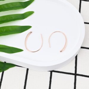 Handmade Pull Through Earrings Rose Gold Earrings Hypoallergenic Drop Open Hoop Earrings Dangle Threader Silver Earrings for Women Trendy