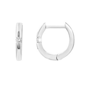 PAVOI 14K Gold Plated Sterling Silver Cubic Zirconia Huggie Hoop Earrings for Women in White Gold