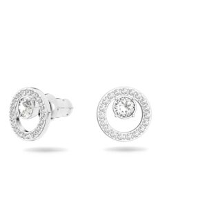 Swarovski Constella Women's Small Circle Pierced Stud Earrings with White Crystals on a Rose-Gold Tone Plated Post and Secure Back Closure