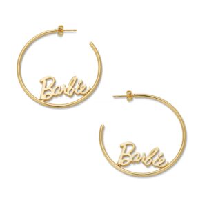 Barbie Script Logo Hoop Earrings (Gold)