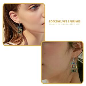 Bookcase Earrings, Book Dangle Earrings for Women Book Lover, Bookshelves Earrings Acrylic (Bookcase)