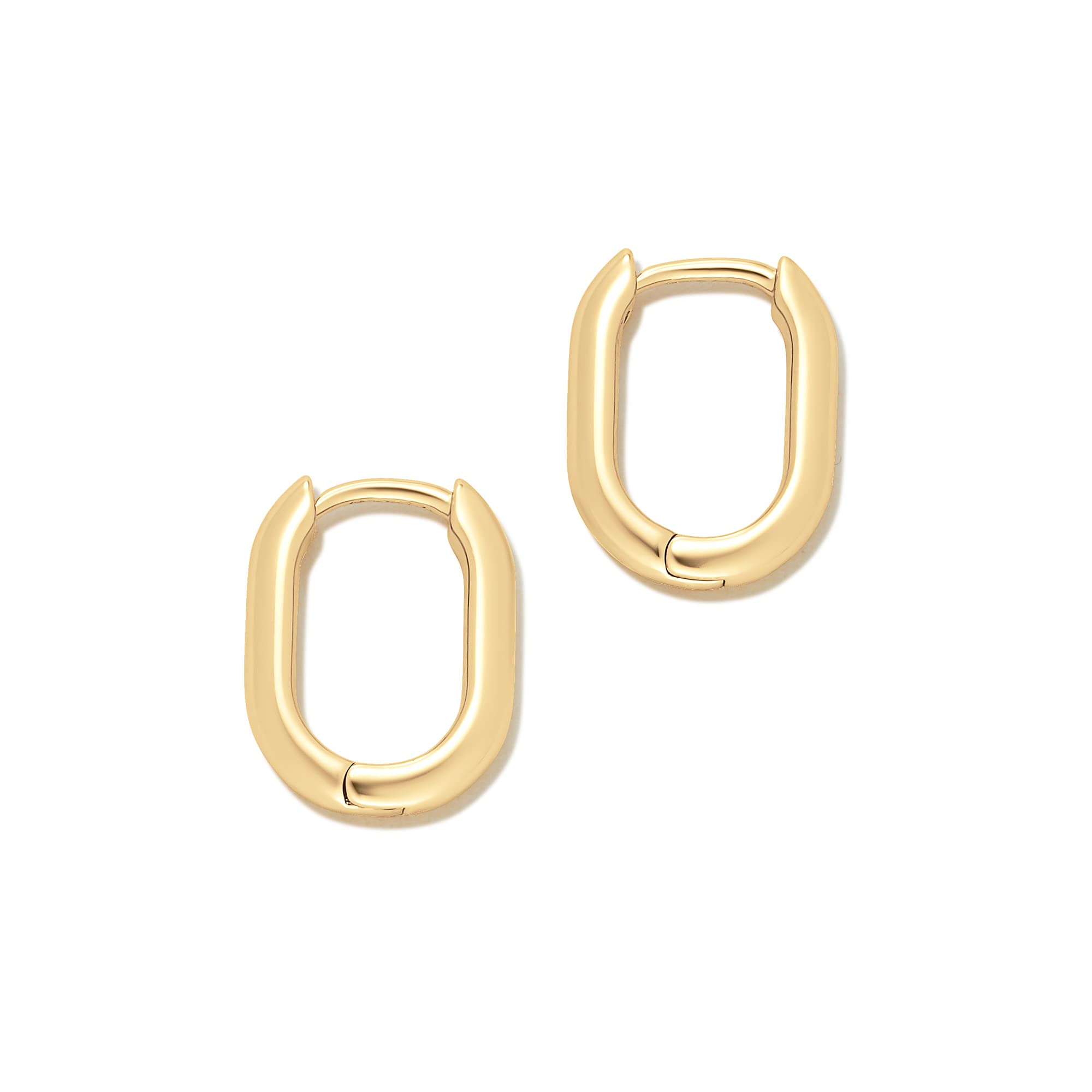 Amazon Essentials 14K Gold Plated Modern Oval Hoop 15mm, Yellow Gold