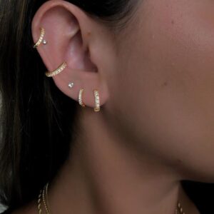 micuco 3 Pairs Small Hoop Earrings Tiny Cartilage Earrings for Women Cubic Zirconia Earrings Gold Plated Huggie Hoop Ear Piercing Earrings for Men Gold Plated 8mm 10mm 12mm