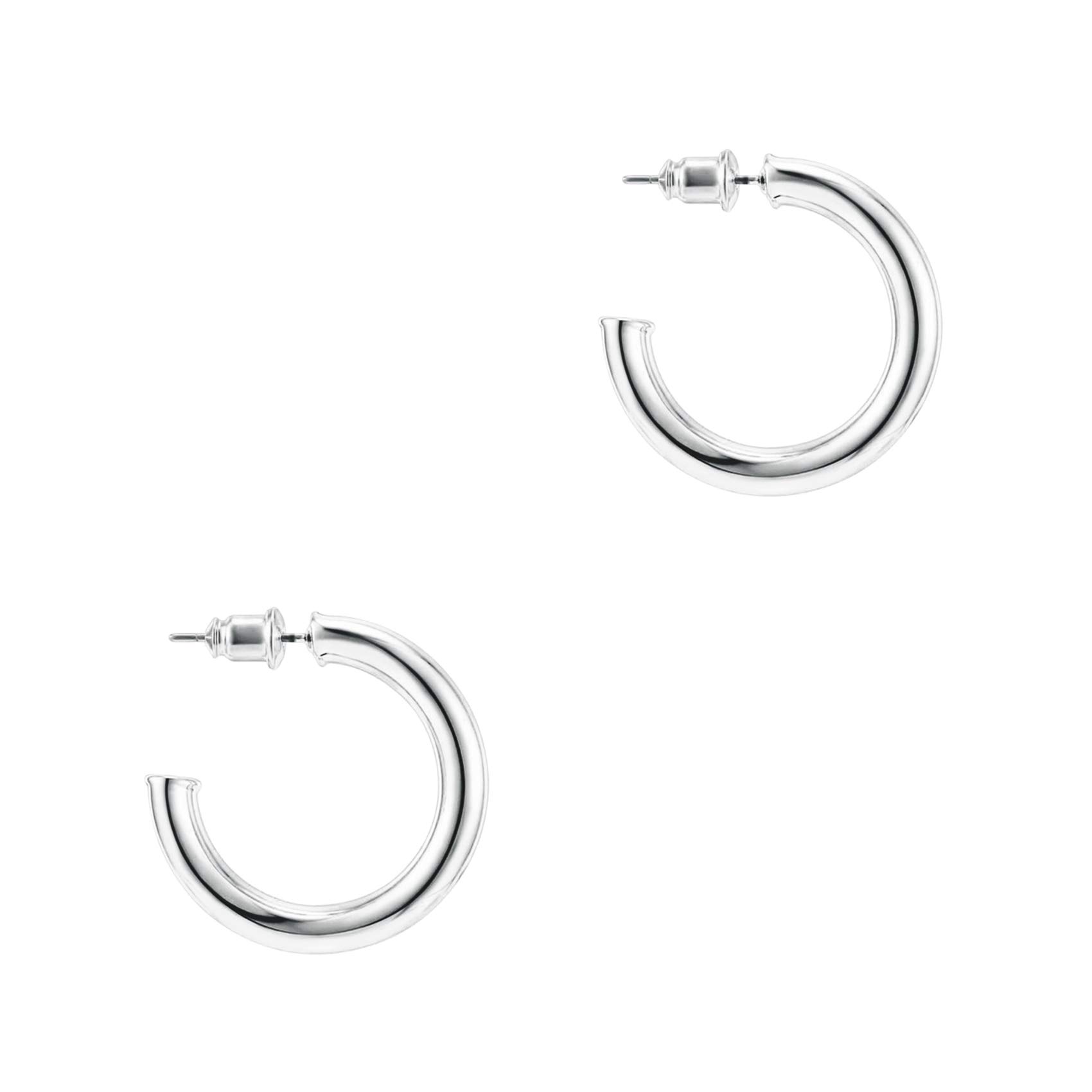 PAVOI 14K White Gold Hoop Earrings For Women | 3.5mm Thick 30mm Infinity Gold Hoops Women Earrings | Gold Plated Loop Earrings For Women | Lightweight Hoop Earrings Set