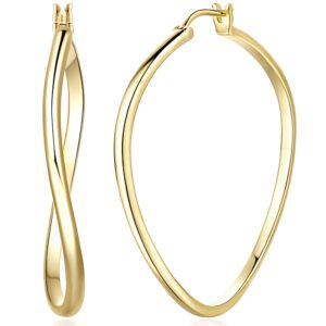 14k gold hoop earrings for women large gold hoop earrings 14k gold earrings for women elegant twisted big gold jewelry hoop earrings 40mm