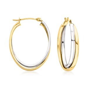 Ross-Simons 14kt 2-Tone Gold Double-Oval Hoop Earrings