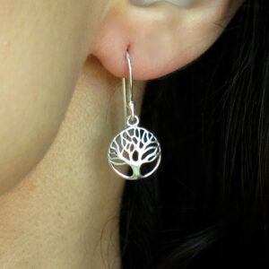 Tree of Life Earrings for women, Sterling Silver 925 dangle earrings, Tree earrings, Boho earrings, Round dangle earrings, Small silver earrings, Everyday earrings, Drop earrings, Minimalist earrings