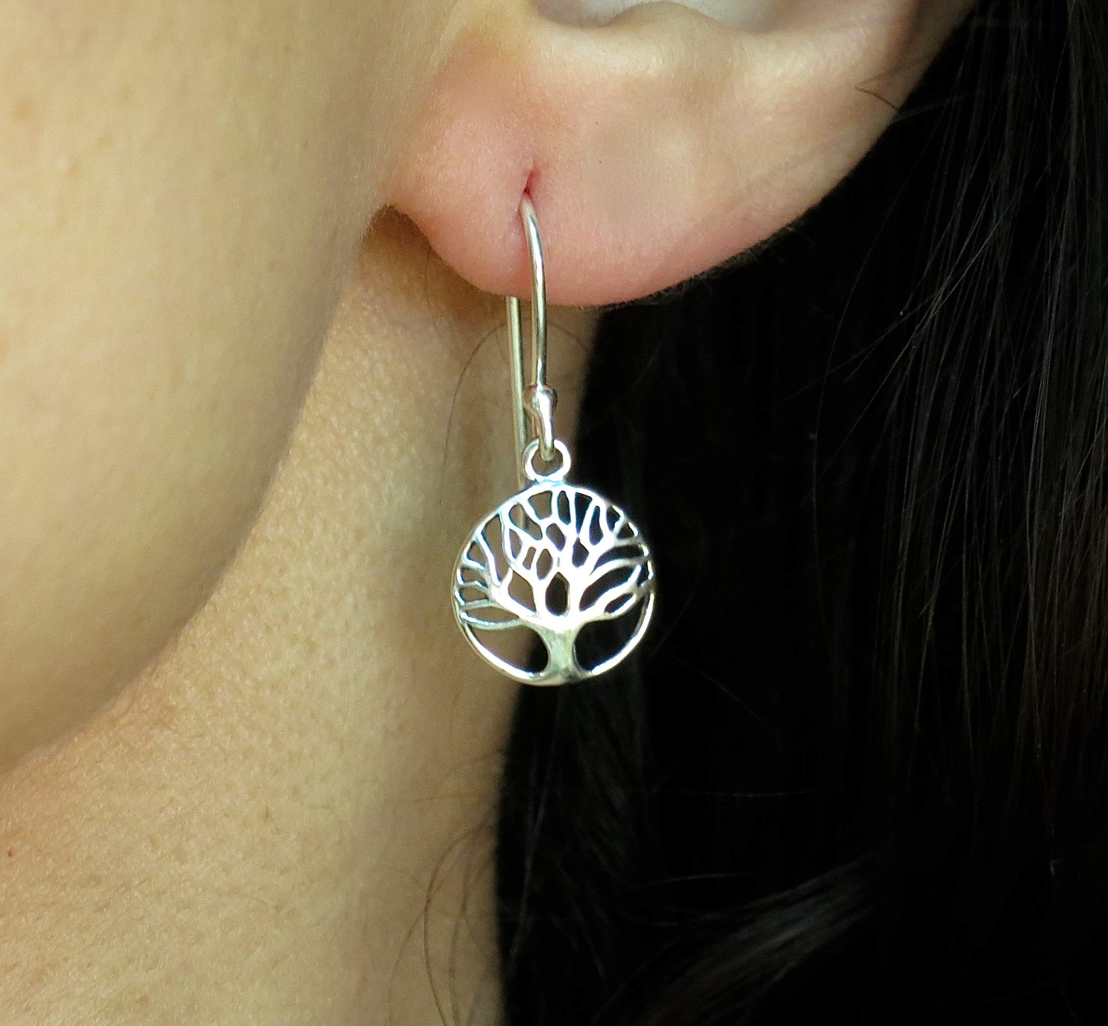 Tree of Life Earrings for women, Sterling Silver 925 dangle earrings, Tree earrings, Boho earrings, Round dangle earrings, Small silver earrings, Everyday earrings, Drop earrings, Minimalist earrings