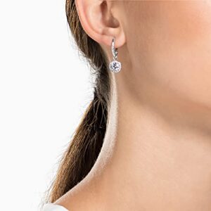 Swarovski Una Angelic Drop Pierced Earrings with Clear Crystals on a Rhodium Plated Setting with Hinge Closure