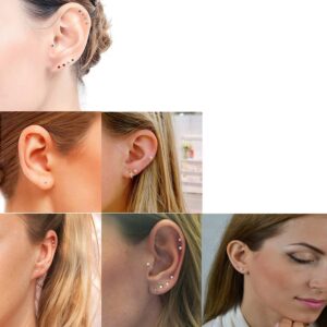 14K Gold Plating Tiny 3MM CZ Stud Earrings Micro 20G Cartilage Piercing Ear Studs Mini Cubic Zirconia Post Earrings for Women&Men…