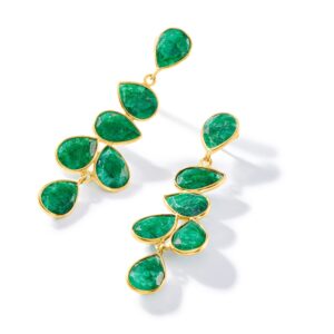 Ross-Simons 22.68 ct. t.w. Emerald Drop Earrings in 18kt Gold Over Sterling