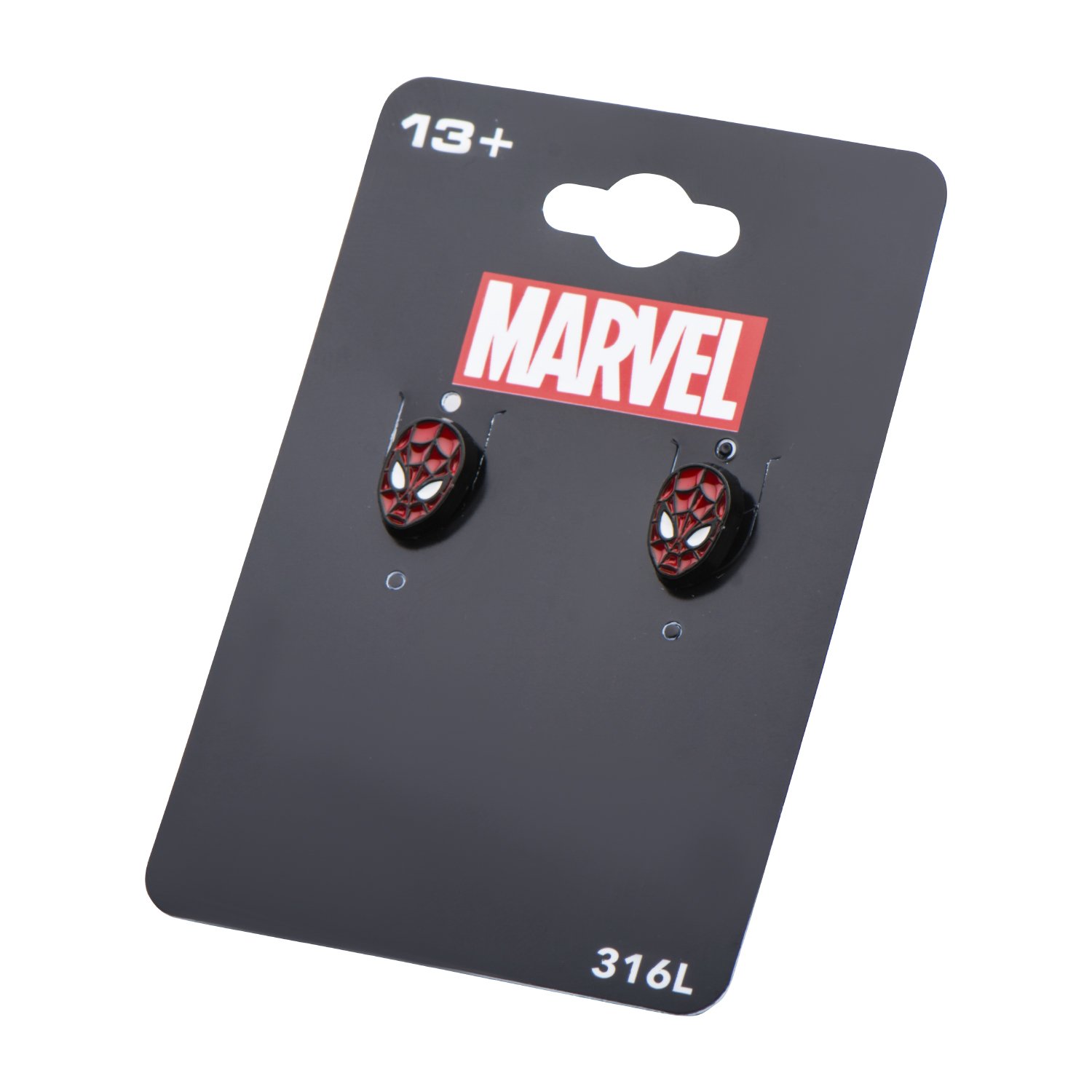 Officially Licensed Hypoallergenic Marvel Comics Girls Spider Man Base Metal Face Stud Earrings, Red, One Size