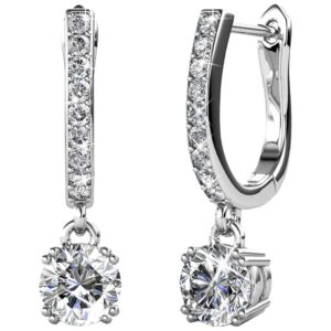 Cate & Chloe Mckenzie 18k White Gold Plated Dangle Earrings | Women's Drop & Dangle Earrings With Crystals, Horseshoe Dangling Earrings, Silver Earrings For Women, Hypoallergenic Earrings Earring Set