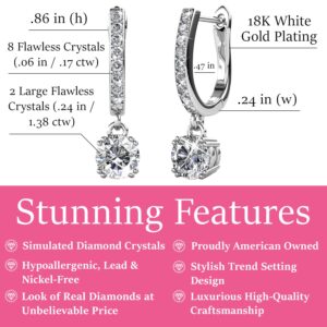 Cate & Chloe Mckenzie 18k White Gold Plated Dangle Earrings | Women's Drop & Dangle Earrings With Crystals, Horseshoe Dangling Earrings, Silver Earrings For Women, Hypoallergenic Earrings Earring Set