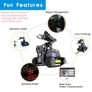 Adeept RaspTank Smart Robot Kit Compatible with Raspberry Pi 4 3 Model B+ B OpenCV Tank 4-DOF Robotics DIY Coding Building Projects Robots for Adults Kids STEM Educational Programming Gift Robotic Arm